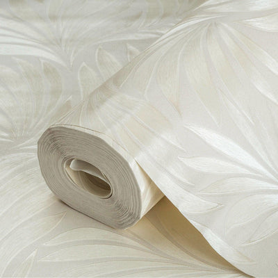 Cream Luxury Leaves Solid Color Shades Wallpaper, Deep Embossed Flocked Velvet Feeling Design - Adawall -Houston Wallpaper Store - Walcoverings, Curtains & Wall Panels