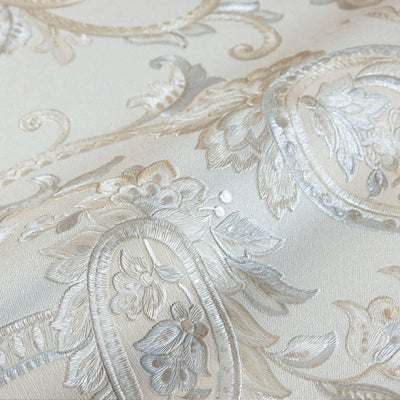 Cream Luxury Paisley Deep Embossed Wallpaper, Traditional Rich Textured Wallcovering - Adawall -Houston Wallpaper Store - Walcoverings, Curtains & Wall Panels