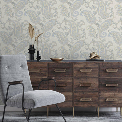 Cream Luxury Paisley Deep Embossed Wallpaper, Traditional Rich Textured Wallcovering - Adawall -Houston Wallpaper Store - Walcoverings, Curtains & Wall Panels