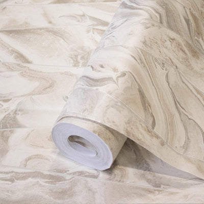 Cream Marble Embossed Wallpaper, Marbled Pattern Striped Stone Effect Modern Wallcovering - Adawall -Houston Wallpaper Store - Walcoverings, Curtains & Wall Panels