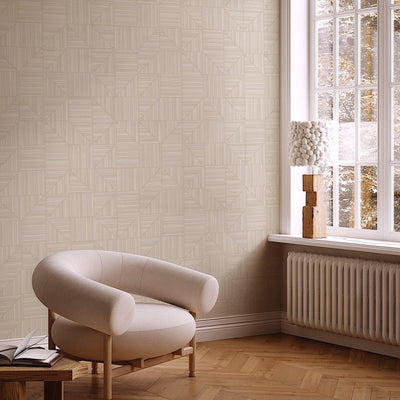 Cream Modern Geometric Shapes Wallpaper, Embossed Rich Textured Contemporary Wallcovering - Adawall -Houston Wallpaper Store - Walcoverings, Curtains & Wall Panels
