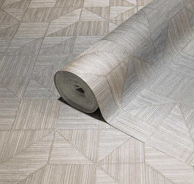 Cream Modern Geometric Shapes Wallpaper, Embossed Rich Textured Contemporary Wallcovering - Adawall -Houston Wallpaper Store - Walcoverings, Curtains & Wall Panels