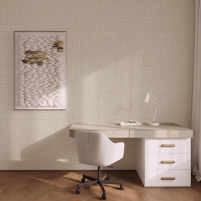 Cream Modern Geometric Shapes Wallpaper, Embossed Rich Textured Contemporary Wallcovering - Adawall -Houston Wallpaper Store - Walcoverings, Curtains & Wall Panels