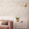 Cream, Silver Luxury 3D Damask Wallpaper, Premium Sparkling Velvet Feeling Flocked Wallcovering - Adawall -Houston Wallpaper Store - Walcoverings, Curtains & Wall Panels