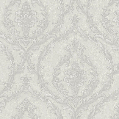 Damask Deep Embossed Wallpaper, Light Gray, White Luxury 3D Non-Pasted Wallcovering, Shimmering, Traditional Non-Woven Wall Decor - Adawall -Houston Wallpaper Store - Walcoverings, Curtains & Wall Panels
