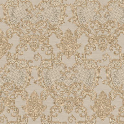 Damask Flocked Velvet Feel Wallpaper, Beige Deep 3D Embossed Quilted Texture Luxury Wallcovering, Non-Woven - Adawall -Houston Wallpaper Store - Walcoverings, Curtains & Wall Panels