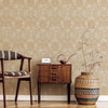 Damask Flocked Velvet Feel Wallpaper, Beige Deep 3D Embossed Quilted Texture Luxury Wallcovering, Non-Woven - Walloro High End Wallcoverings & More