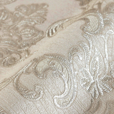 Damask Flocked Velvet Feel Wallpaper, Cream Deep 3D Embossed Quilted Texture Luxury Wallcovering, Non-Woven - Adawall -Houston Wallpaper Store - Walcoverings, Curtains & Wall Panels