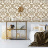 Damask Flocked Velvet Feel Wallpaper, White Gold Deep 3D Embossed Quilted Texture Luxury Wallcovering, Non-Woven - Adawall -Houston Wallpaper Store - Walcoverings, Curtains & Wall Panels