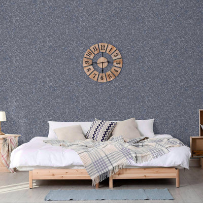 Dark Blue Deep Embossed Wallpaper, Home Wall Decor, Aesthetic Wallpaper, Textured Wallcovering Non-Adhesive-- 41.7”W X 393”H - Adawall -Houston Wallpaper Store - Walcoverings, Curtains & Wall Panels