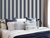 Dark Blue Timeless Bold Striped Wallpaper, Flocked Textured Velvet Feeling Thick Lines Wallcovering - Adawall -Houston Wallpaper Store - Walcoverings, Curtains & Wall Panels