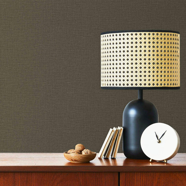 Dark Brown Linen Textured Modern Textured Wallpaper, Brown Solid Color Fabric Touch Contemporary Wallcovering - Adawall -Houston Wallpaper Store - Walcoverings, Curtains & Wall Panels