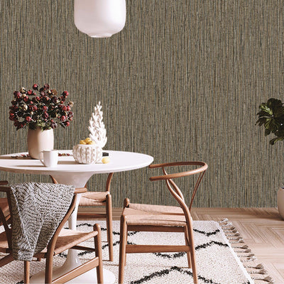 Dark Brown Thin Modern Striped Wallpaper, Deep Embossed Textured Modern Wallcovering - Adawall -Houston Wallpaper Store - Walcoverings, Curtains & Wall Panels