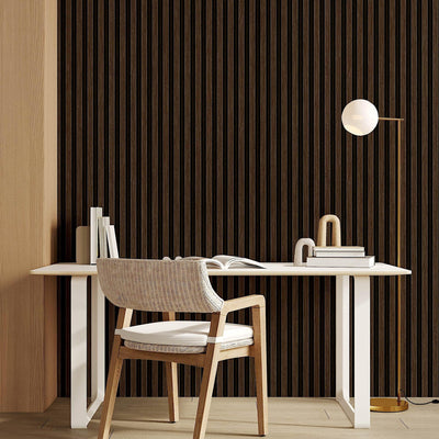 Dark Brown Wood Panel Look Wallpaper, 3D Embossed textured Wooden Pattern Wallcovering, Modern, Stylish - Adawall -Houston Wallpaper Store - Walcoverings, Curtains & Wall Panels