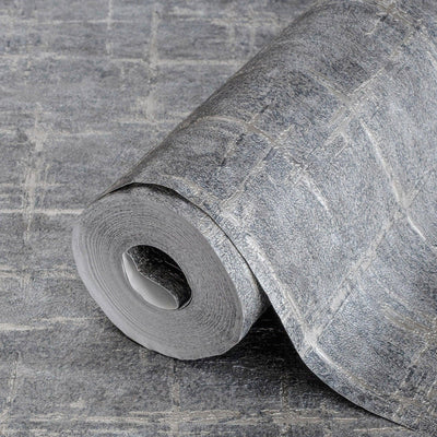Dark Gray Abstract Metallic Lines Wallpaper, 3D Deep Embosed Silver Gold Rustic Geometric Interior Decor - Adawall -Houston Wallpaper Store - Walcoverings, Curtains & Wall Panels