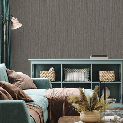 Dark Gray Chevron Wallpaper, Textured Modern Fabric Like Wallcovering, Solid Neutral Colors - Adawall -Houston Wallpaper Store - Walcoverings, Curtains & Wall Panels