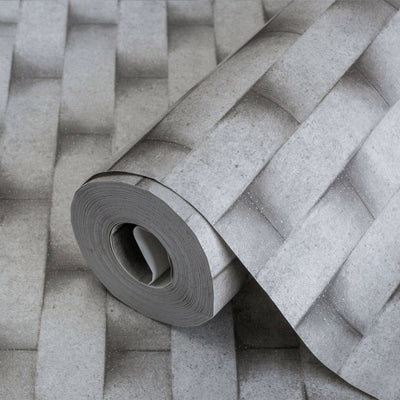 Dark Gray Embossed Cubic Geometric Wallpaper, Home Wall Decor, Aesthetic Wallpaper, Textured Wallcovering Non-Adhesive and Non-Peel - Adawall -Houston Wallpaper Store - Walcoverings, Curtains & Wall Panels