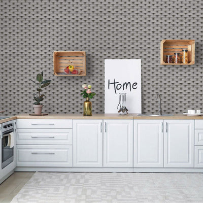 Dark Gray Embossed Cubic Geometric Wallpaper, Home Wall Decor, Aesthetic Wallpaper, Textured Wallcovering Non-Adhesive and Non-Peel - Adawall -Houston Wallpaper Store - Walcoverings, Curtains & Wall Panels