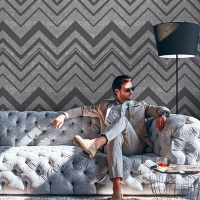 Dark Gray Large Modern Chevron 3D Embossed Wallpaper, Modern Rich Textured Wallcovering - Adawall -Houston Wallpaper Store - Walcoverings, Curtains & Wall Panels