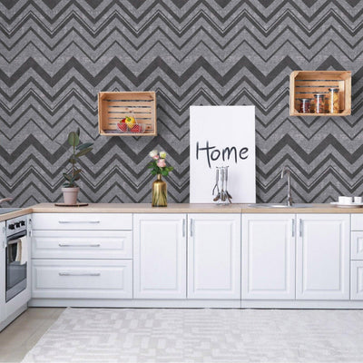 Dark Gray Large Modern Chevron 3D Embossed Wallpaper, Modern Rich Textured Wallcovering - Adawall -Houston Wallpaper Store - Walcoverings, Curtains & Wall Panels