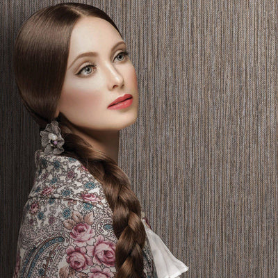Dark Tan Elegant Striped Embossed Wallpaper, Jute Natural Color Linen Textured Wallcovering - Adawall -Houston Wallpaper Store - Walcoverings, Curtains & Wall Panels