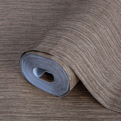 Dark Tan Elegant Striped Embossed Wallpaper, Jute Natural Color Linen Textured Wallcovering - Adawall -Houston Wallpaper Store - Walcoverings, Curtains & Wall Panels