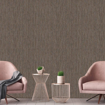 Dark Tan Elegant Striped Embossed Wallpaper, Jute Natural Color Linen Textured Wallcovering - Adawall -Houston Wallpaper Store - Walcoverings, Curtains & Wall Panels
