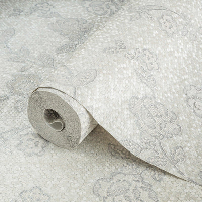 Decorative Gray Flowered Embossed Wallpaper, Home Wall Decor, Aesthetic Wallpaper, Textured Wallcovering Non-Adhesive - 41.7”W X 393”H - Adawall -Houston Wallpaper Store - Walcoverings, Curtains & Wall Panels