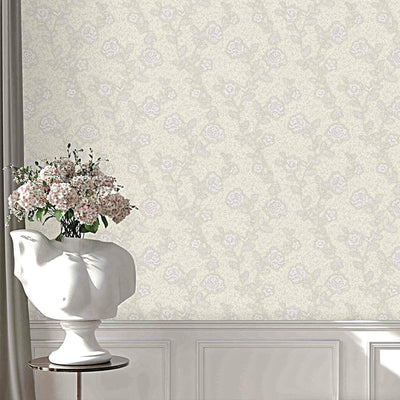 Decorative Gray Flowered Embossed Wallpaper, Home Wall Decor, Aesthetic Wallpaper, Textured Wallcovering Non-Adhesive - 41.7”W X 393”H - Adawall -Houston Wallpaper Store - Walcoverings, Curtains & Wall Panels