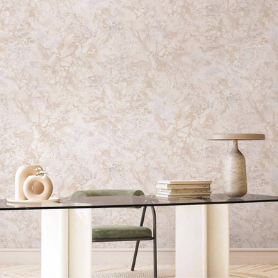 Decorative Marble Embossed Light Beige Textured Wallpaper, Home Wall Decor, Aesthetic Wallpaper, Wall Covering Non-Adhesive, Large 177 sq ft Roll - Adawall -Houston Wallpaper Store - Walcoverings, Curtains & Wall Panels