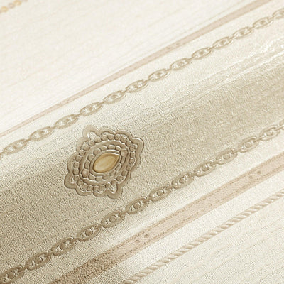 Decorative Striped Embossed Wallpaper, Cream, Silver 3D Boho Art Deco Ornate Home Wall Decor, Washable - Adawall -Houston Wallpaper Store - Walcoverings, Curtains & Wall Panels