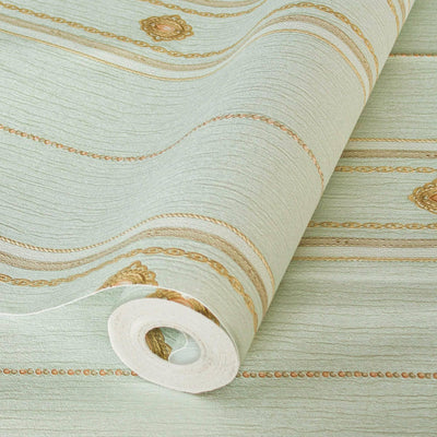 Decorative Striped Embossed Wallpaper, Lime Green, Gold 3D Boho Art Deco Ornate Home Wall Decor, Washable, Durable - Adawall -Houston Wallpaper Store - Walcoverings, Curtains & Wall Panels