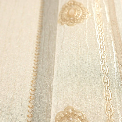 Decorative Striped Embossed Wallpaper, Off White, Yellow 3D Boho Art Deco Ornate Home Wall Decor, Washable, Durable - Adawall -Houston Wallpaper Store - Walcoverings, Curtains & Wall Panels