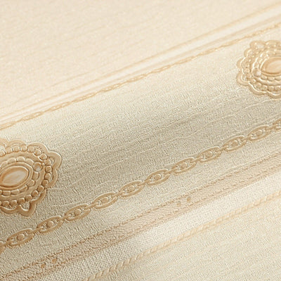 Decorative Striped Embossed Wallpaper, Off White, Yellow 3D Boho Art Deco Ornate Home Wall Decor, Washable, Durable - Adawall -Houston Wallpaper Store - Walcoverings, Curtains & Wall Panels