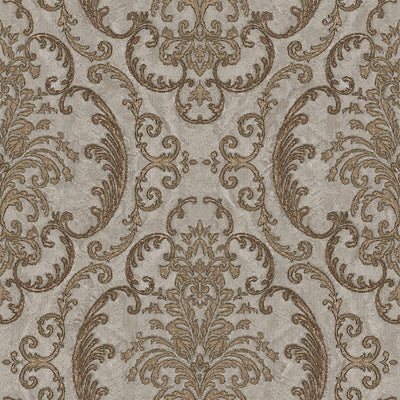 Deep Embossed Sparkling Damask Wallpaper, Stylish Brown Gray Glittering Luxury Fabric Feel Vivid Colors, Home Commercial Use, Easy Clean, Water Resistant - Adawall -Houston Wallpaper Store - Walcoverings, Curtains & Wall Panels