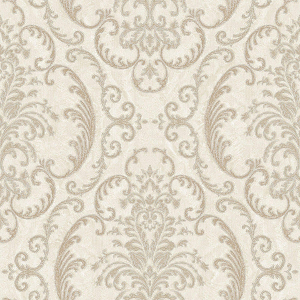 Deep Embossed Sparkling Damask Wallpaper, Stylish Cream Glittering Luxury Fabric Feel Vivid Colors, Home Commercial Use, Easy Clean, Water Resistant - Adawall -Houston Wallpaper Store - Walcoverings, Curtains & Wall Panels