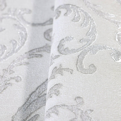 Deep Embossed Sparkling Damask Wallpaper, Stylish White Glittering Luxury Fabric Feel Vivid Colors, Home Commercial Use, Easy Clean, Water Resistant - Adawall -Houston Wallpaper Store - Walcoverings, Curtains & Wall Panels