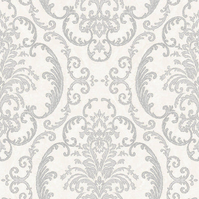 Deep Embossed Sparkling Damask Wallpaper, Stylish White Glittering Luxury Fabric Feel Vivid Colors, Home Commercial Use, Easy Clean, Water Resistant - Adawall -Houston Wallpaper Store - Walcoverings, Curtains & Wall Panels