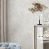 Distressed Metallic Wallpaper, Cream 3D Deep Embossed Shiny Rustic Aged Industrial Design - Walloro High End Wallcoverings & More