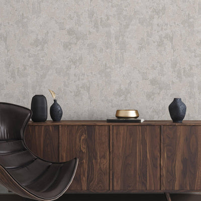 Distressed Metallic Wallpaper, Light Beige 3D Deep Embossed Shiny Rustic Aged Industrial Design - Adawall -Houston Wallpaper Store - Walcoverings, Curtains & Wall Panels