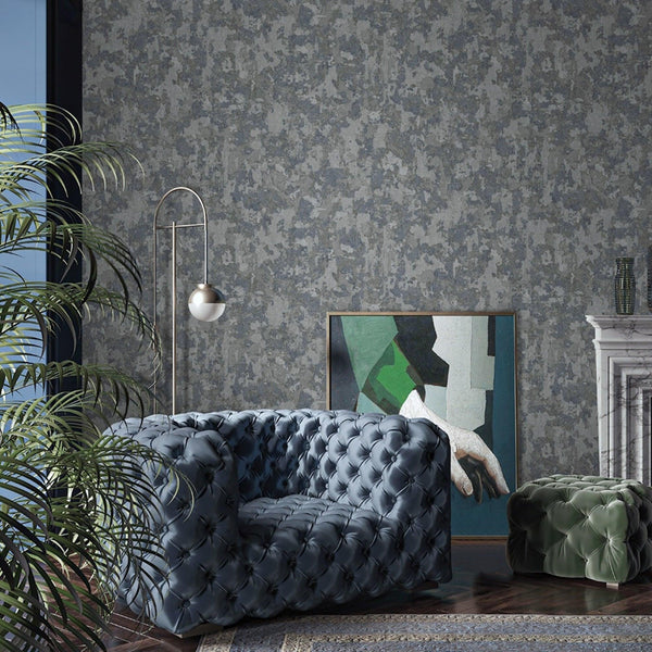 Distressed Worn Wallpaper, Black 3D Embossed Textured Weathered Solid Color Wallcovering, Abstract Contemporary Home Commercial Interior Wall Design - Adawall -Houston Wallpaper Store - Walcoverings, Curtains & Wall Panels