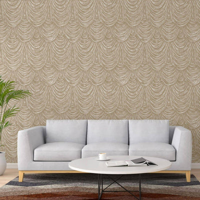 Elegant Beige Striped Embossed Wallpaper, Non-Adhesive - 113 sq ft - Adawall -Houston Wallpaper Store - Walcoverings, Curtains & Wall Panels