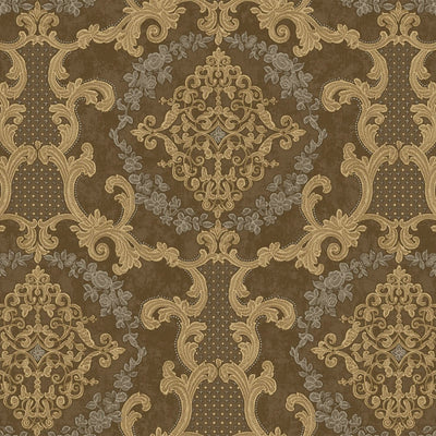 Elegant Brown Damask Deep Embossed Wallpaper, 3D Textured Dark Wallcovering, Traditional, Extra Large 114 sq ft Roll, Washable, Luxury - Adawall -Houston Wallpaper Store - Walcoverings, Curtains & Wall Panels