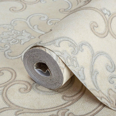 Elegant Damask Deep Embossed Wallpaper, 3D Textured Wallcovering, Traditional, Extra Large 114 sq ft Roll, Luxury Wallpaper, Washable - Adawall -Houston Wallpaper Store - Walcoverings, Curtains & Wall Panels