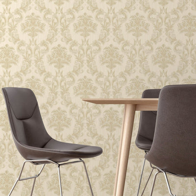Elegant Damask Embossed Wallpaper, Cream 3D Textured Wallcovering, Traditional, Extra Large 114 sq ft Roll, Stylish Wallpaper, Luxury Floral - Adawall -Houston Wallpaper Store - Walcoverings, Curtains & Wall Panels