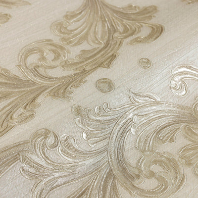 Elegant Damask Embossed Wallpaper, Cream 3D Textured Wallcovering, Traditional, Extra Large 114 sq ft Roll, Stylish Wallpaper, Luxury Floral - Adawall -Houston Wallpaper Store - Walcoverings, Curtains & Wall Panels