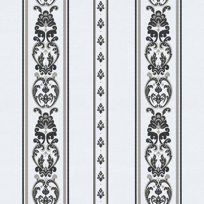 Elegant Deep Embossed Striped Wallpaper, Black and White Damask 3D Textured Wallcovering, Traditional, Large 114 sq ft Roll, Accent Wall - Adawall -Houston Wallpaper Store - Walcoverings, Curtains & Wall Panels
