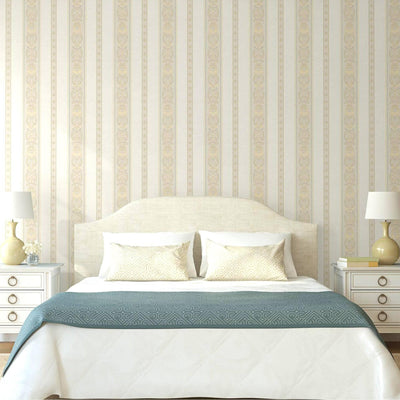Elegant Deep Embossed Striped Wallpaper, Shiny Damask 3D Textured Wallcovering, Traditional, Large 114 sq ft Roll, Accent Wall, Washable - Adawall -Houston Wallpaper Store - Walcoverings, Curtains & Wall Panels