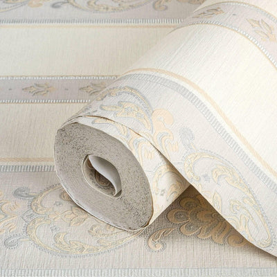 Elegant Deep Embossed Striped Wallpaper, Shiny Damask 3D Textured Wallcovering, Traditional, Large 114 sq ft Roll, Accent Wall, Washable - Adawall -Houston Wallpaper Store - Walcoverings, Curtains & Wall Panels
