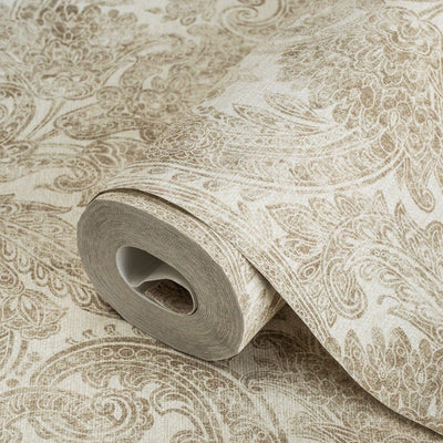 Elegant Paisley Washed Effect Wallpaper, Rich Textured Wallcovering, Traditional, Extra Large 114 sq ft Roll, Washable, Home Wall Decor - Adawall -Houston Wallpaper Store - Walcoverings, Curtains & Wall Panels